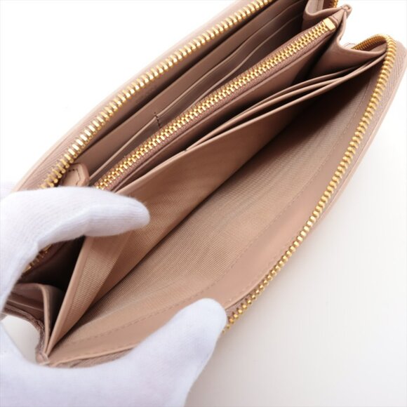 Prada Saffiano Studded Zippy Wallet Beige - Picture 7 of 9